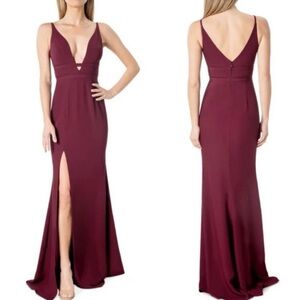 NWT Dress the Population Sz M Viola Burgundy Maxi Gown Dress